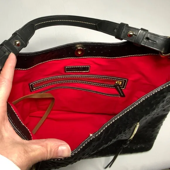 Dooney & Bourke Ostrich Leather Cooper Hobo Purse - Picture 5 of 16